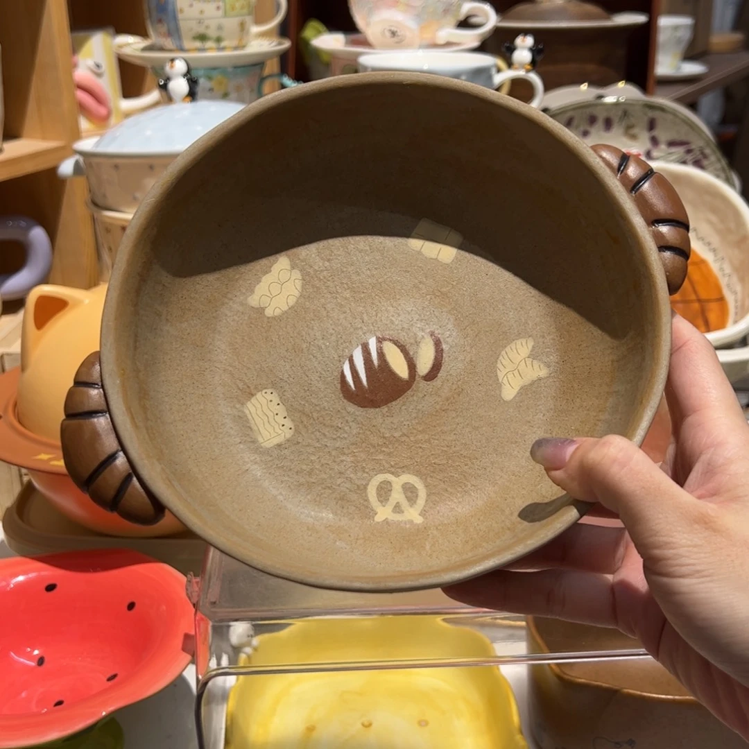 立体牛角包双耳盘