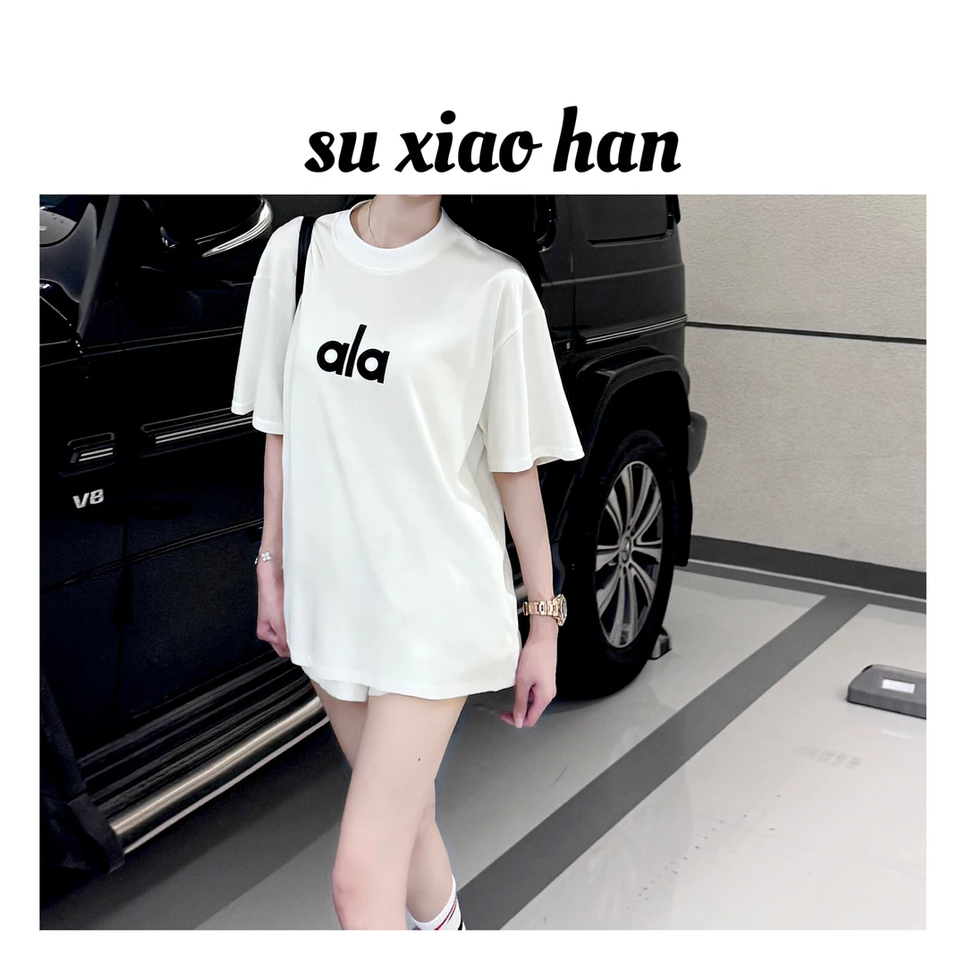 SUXIAOHAN 夏季新品轻奢印花宽松重磅男女同款T恤603
