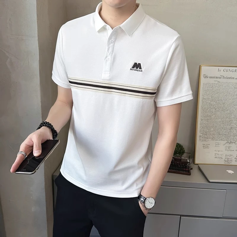 JJ2025夏季新款短袖polo衫男款商务高端修身翻领冰丝T恤凉感半袖