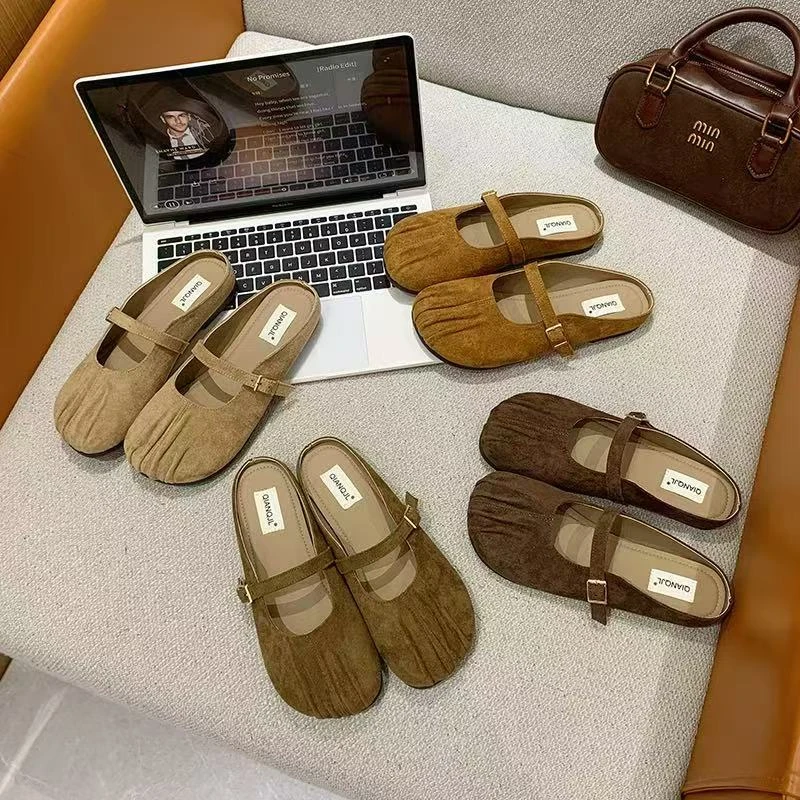 5206#法式包头软底半拖鞋女2025春夏季新款外穿复古一脚蹬