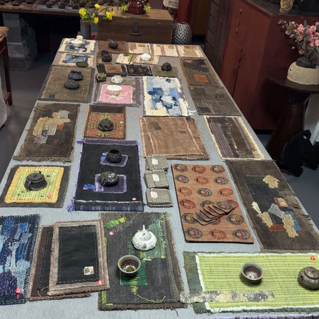 各种古布手工茶席