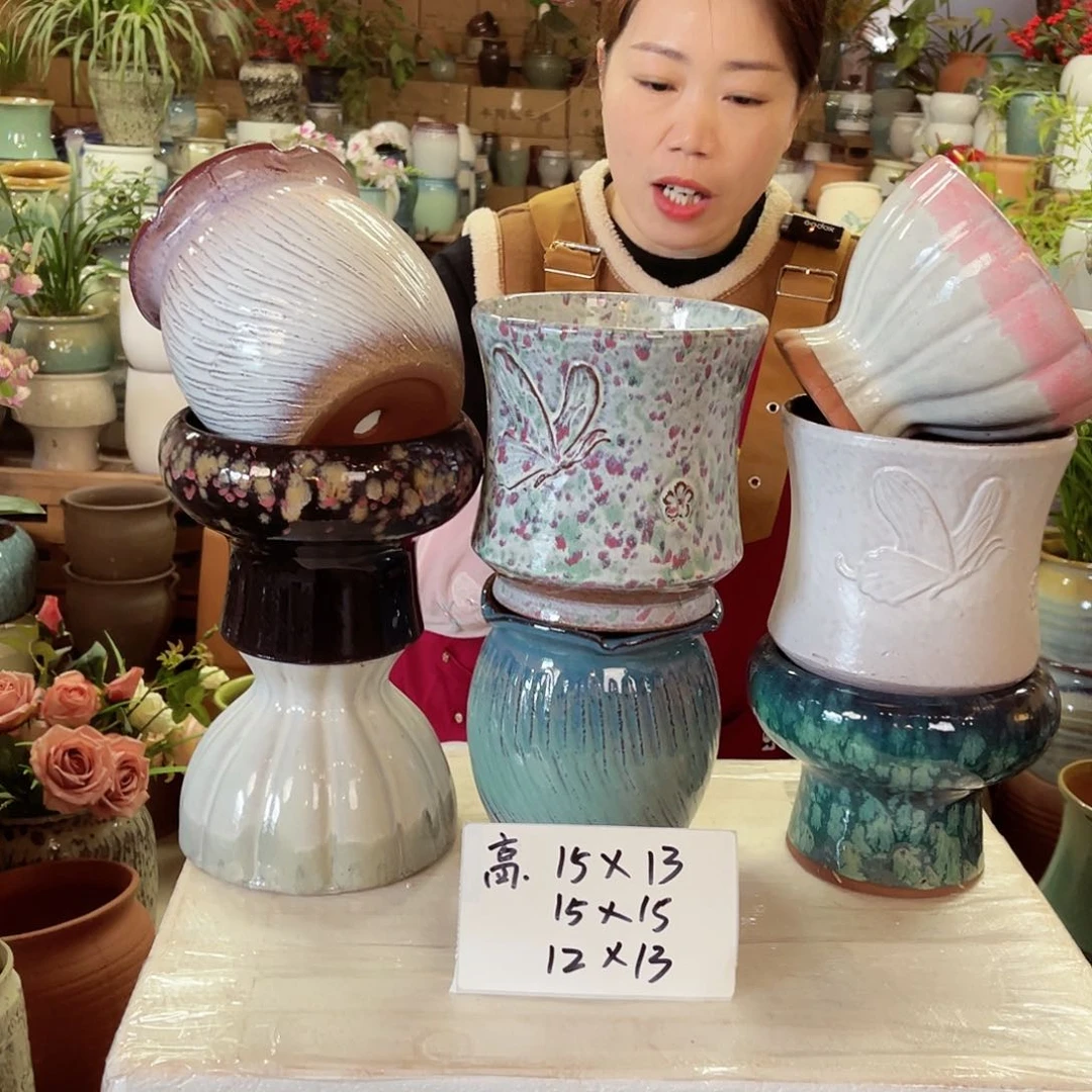 紫砂花盆高度15口径13