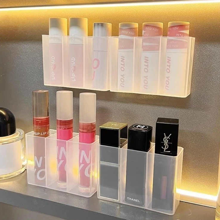 镜柜门后收纳墙上免打孔小样化妆品眉毛夹收纳透明分格首饰收纳盒