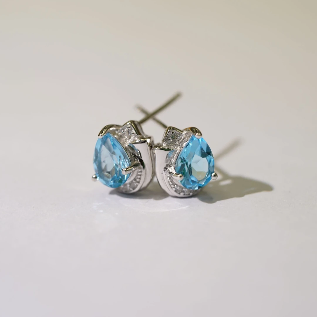 JSTPE0030托帕石瑞士蓝耳钉