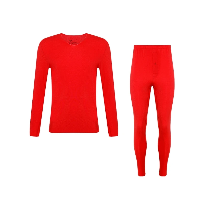 先生保暖内衣男士秋冬红品薄款净痕秋衣秋裤套装NS74J471