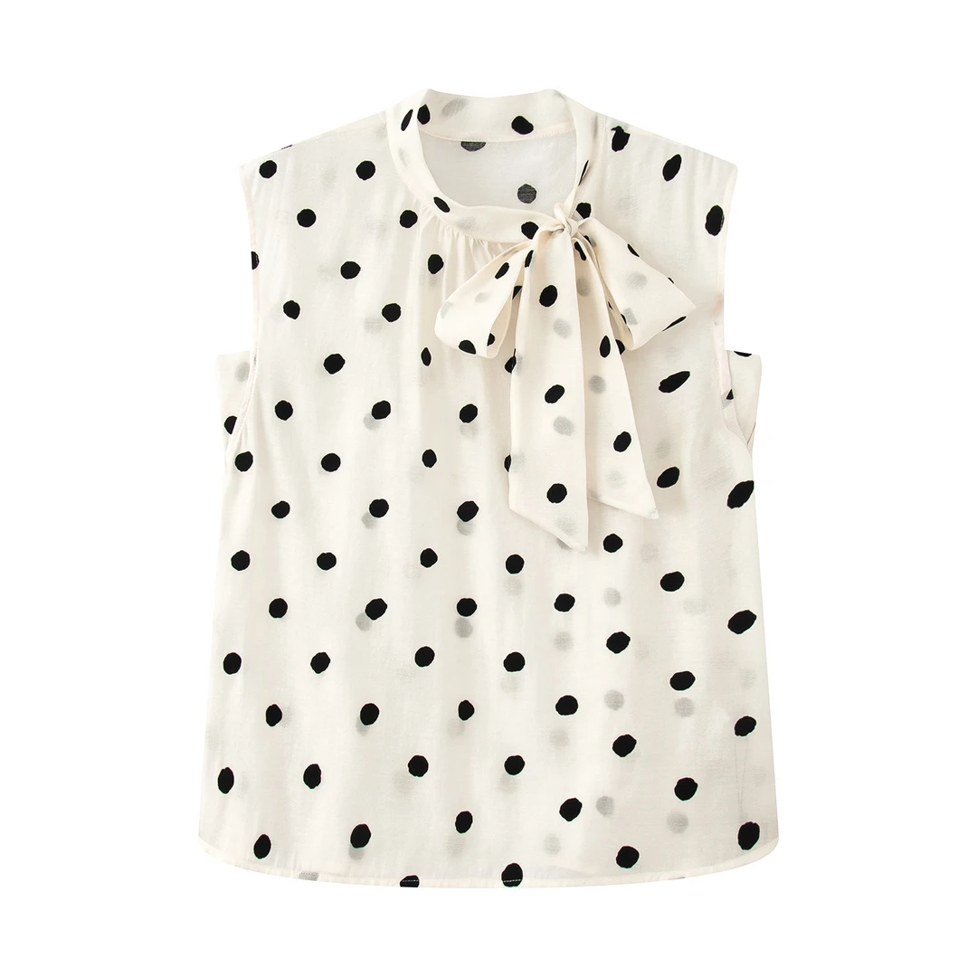 迪家 2025 新款 简约百搭洋气显瘦波点上衣6925