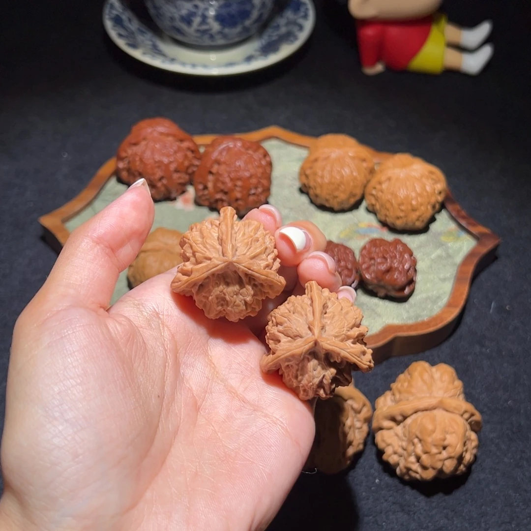 文玩核桃把件34+公子帽三棱