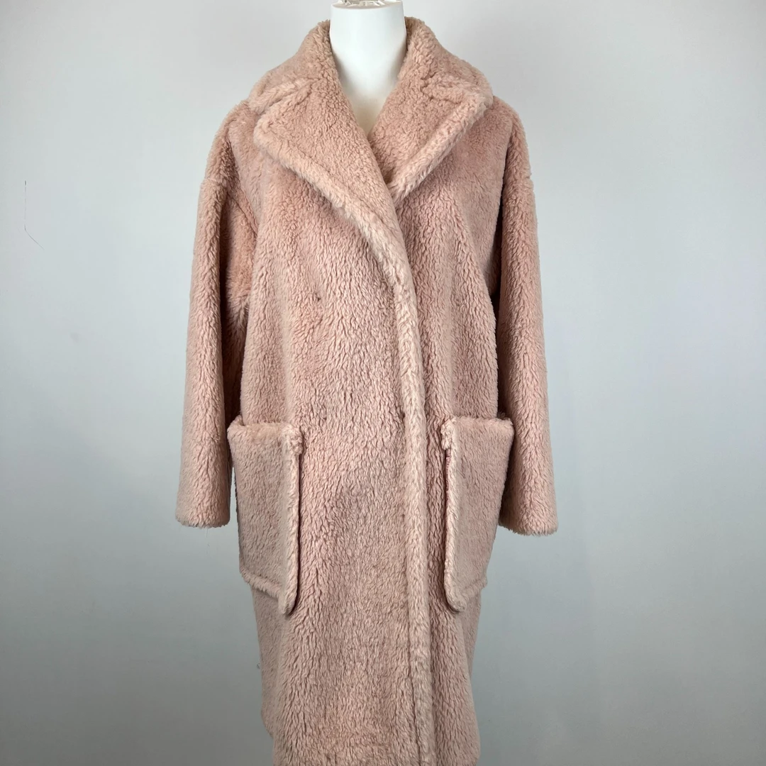 95新 MaxMara 2412105/32码/纯色翻领口袋大衣/11070