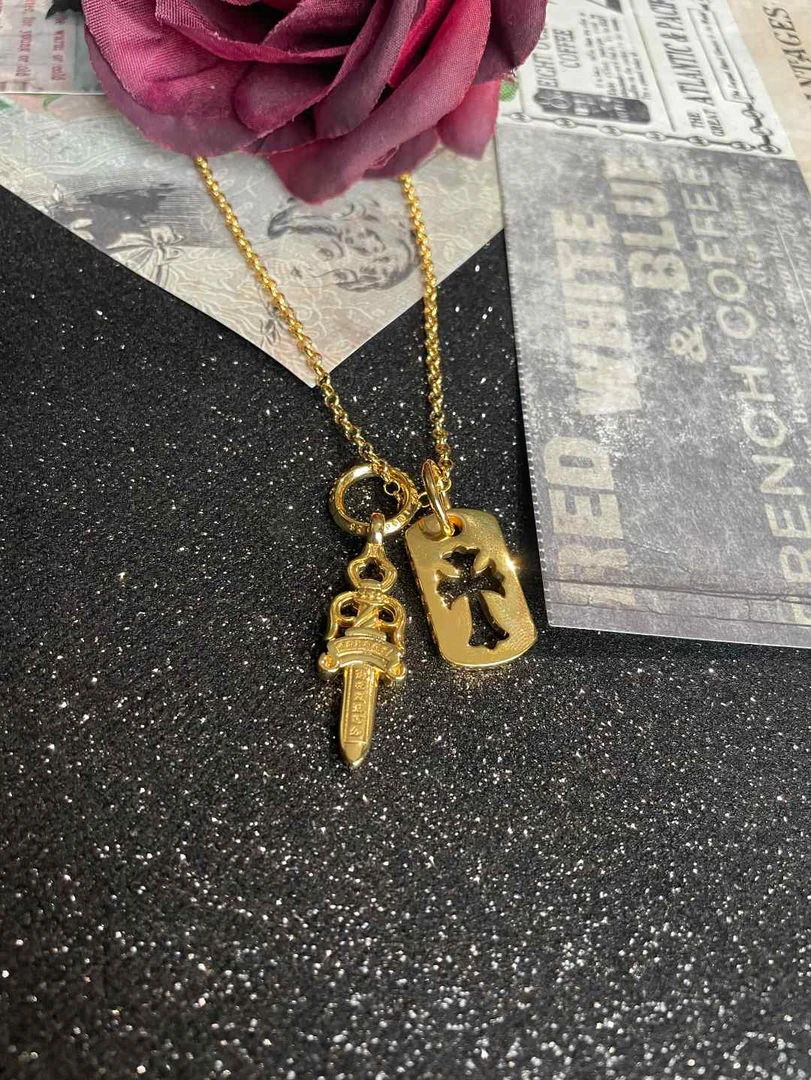 铜合金项链 【达人项链】金色宝剑项链男生女生时尚百搭