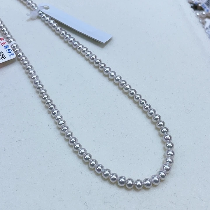 淡水珍珠4.5/5爆亮银白极强光近圆银S925镶嵌