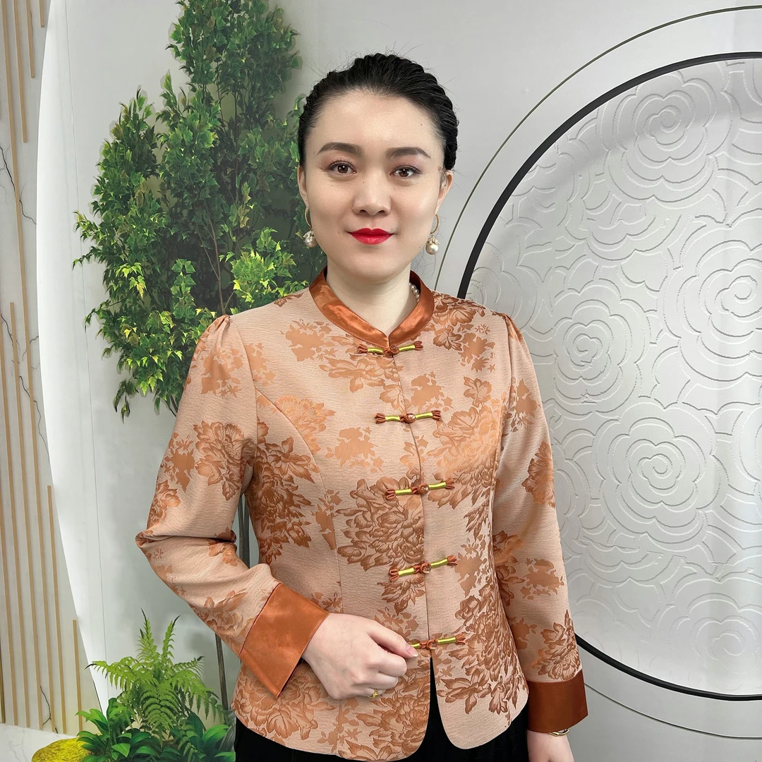 富贵天香长袖   泡泡袖新中式国风妈妈装典雅长袖气质开衫