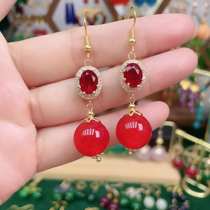 合金耳饰玛瑙/玉髓