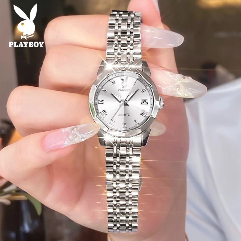 花花公子女士手表全自动石英表防水夜光商务时尚轻奢百搭时尚女表