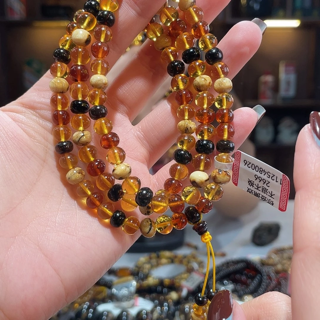 琥珀未镶嵌手链7m多宝