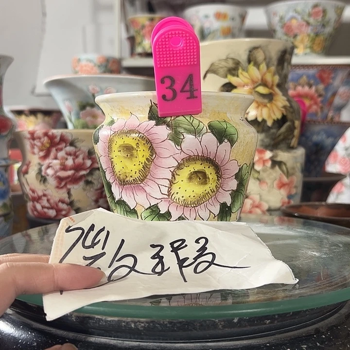 景德镇幸运花盆手绘韩式花盆