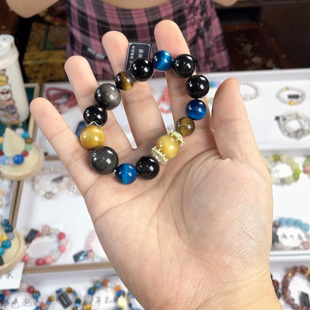 水晶手链银S925镀金镶嵌