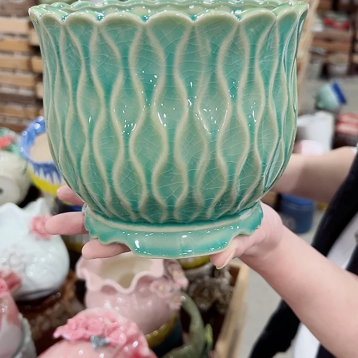 有孔.凑满10元发货多肉陶瓷花盆！