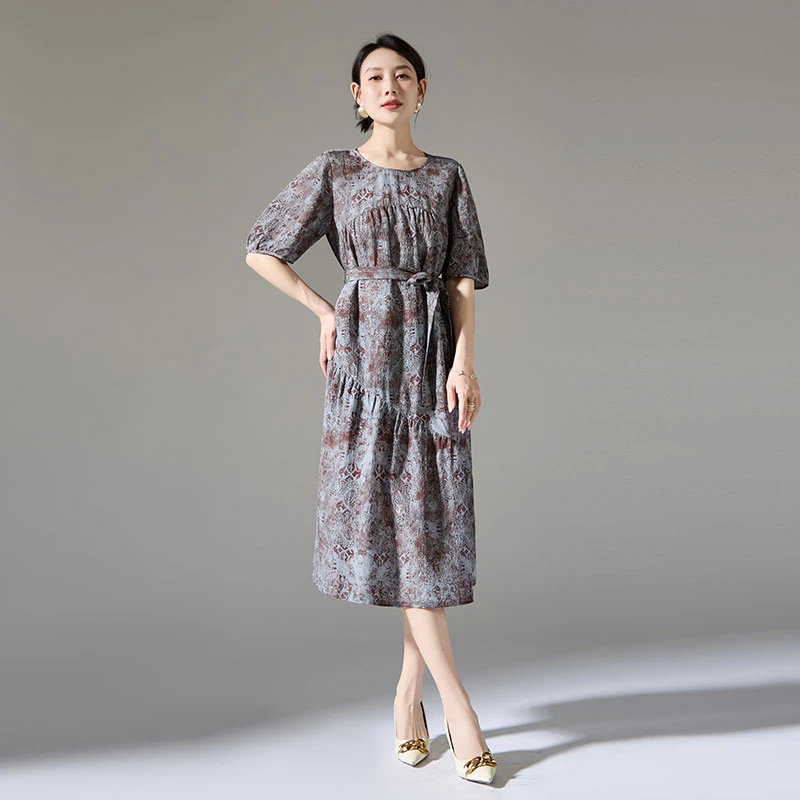 [敏洋纯]碎花桑蚕丝连衣裙新款新款连衣裙女夏