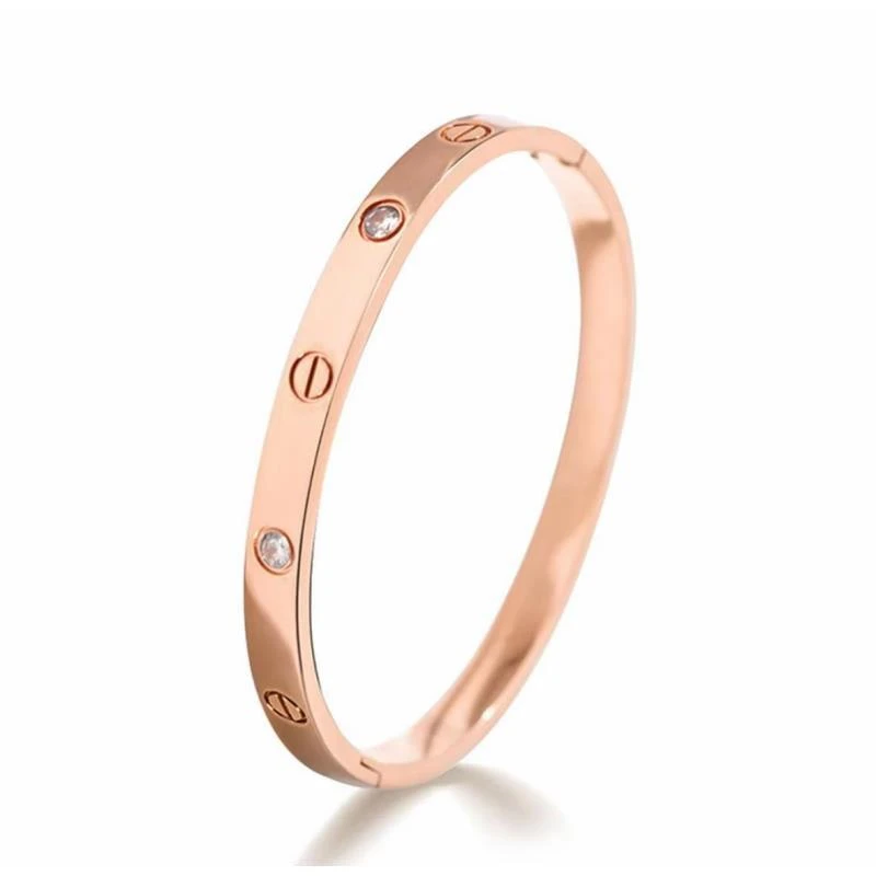 【轻奢V金】隔钻玫瑰金高级镀K金手镯