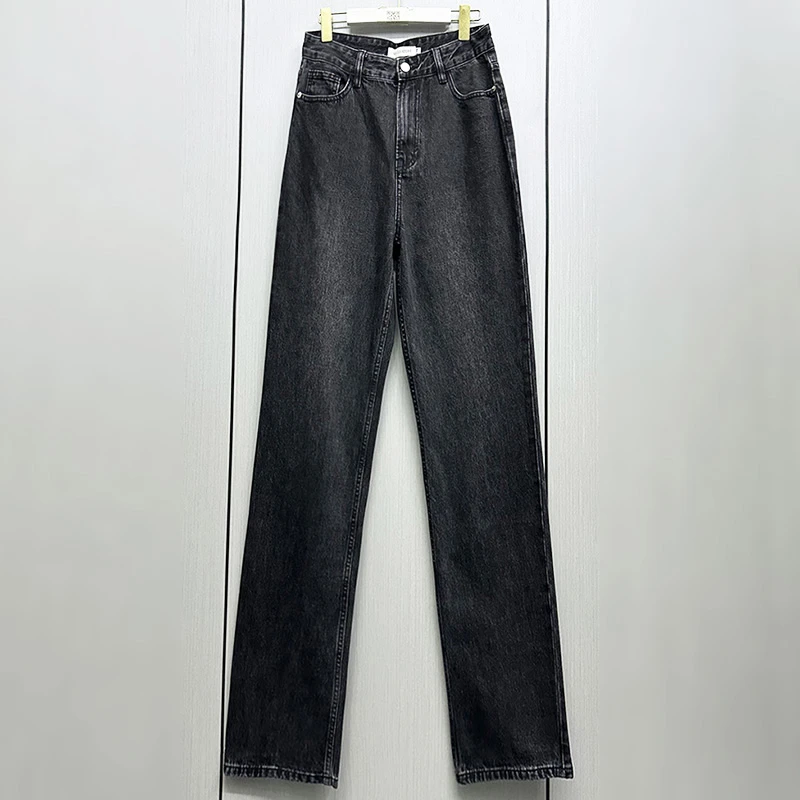 外贸原单大码女装175高个子新款百搭高腰宽松休闲直筒牛仔裤