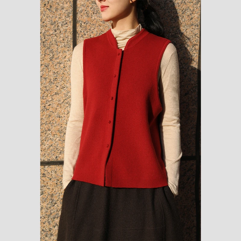 润帛 针织羊绒盘扣双面马甲