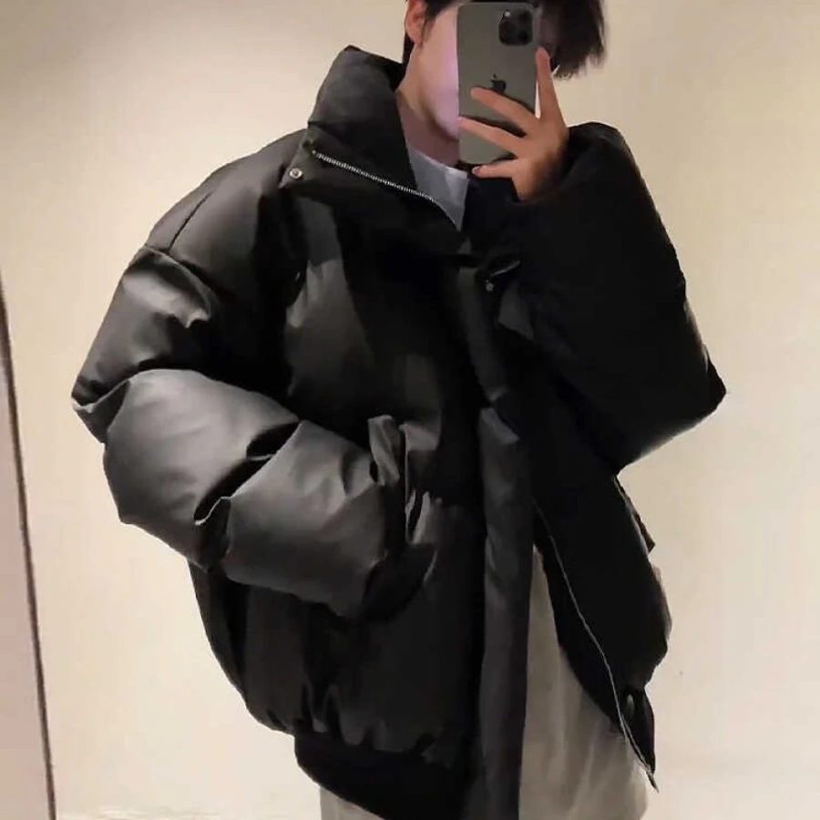 波司登极地联名短款PU皮羽绒服男冬季款加厚保暖cleanfit立领美式