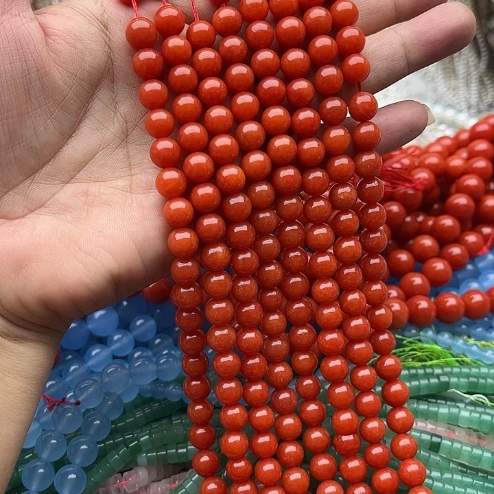 玛瑙/玉髓未镶嵌珠宝半成品一条8mm左右南红