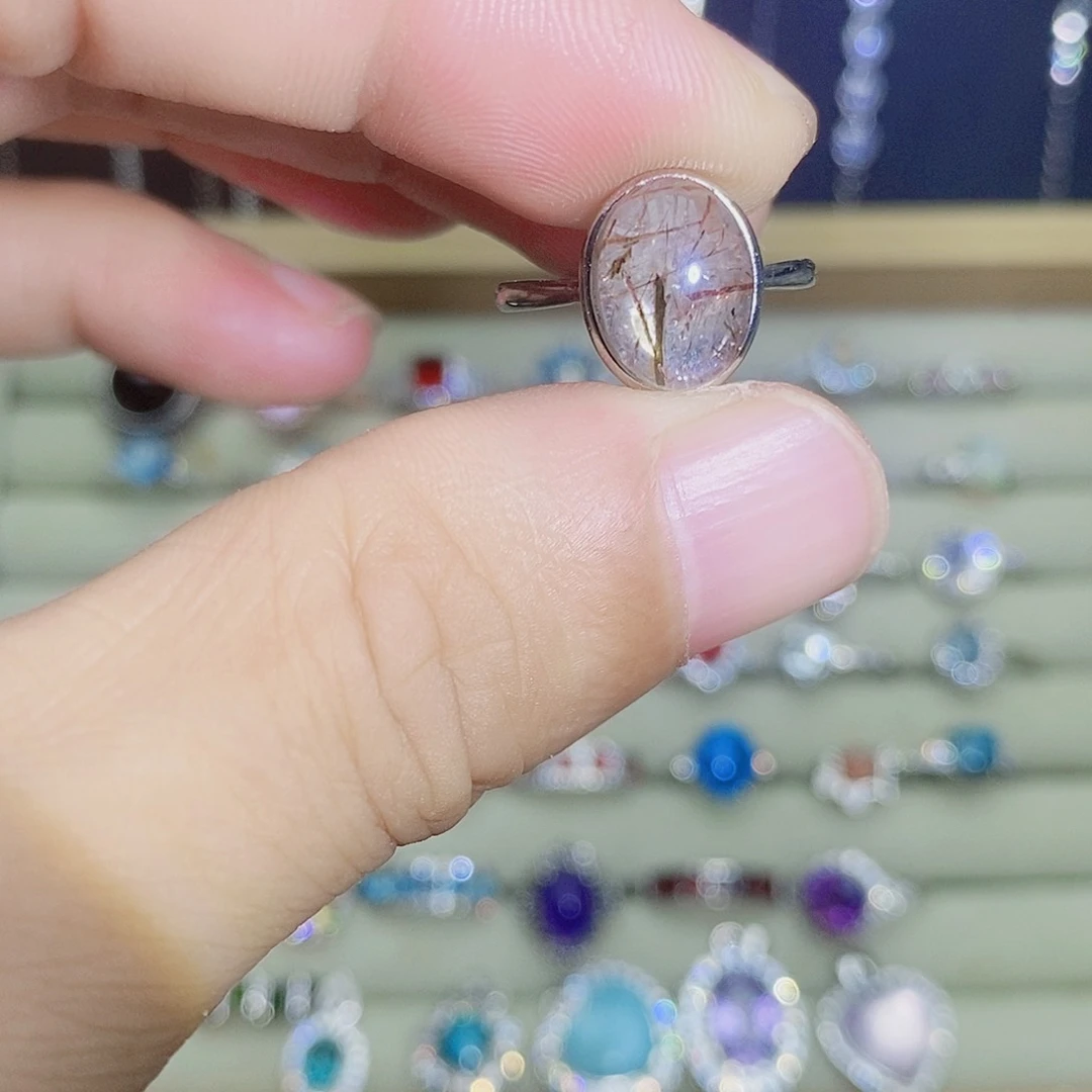 银S925镶嵌戒指水晶