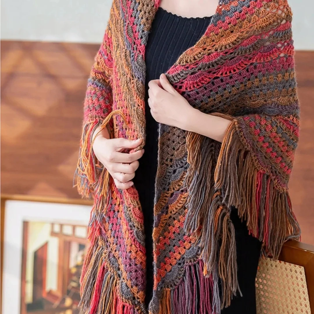 成品苏苏姐家羊绒线纯手工钩织贵妇人披肩