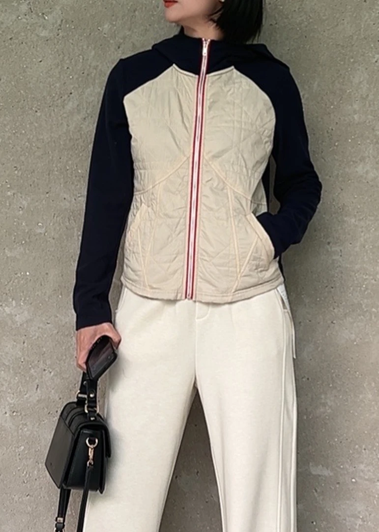 美式复古撞色拼接长袖外套女2024秋冬季设计感修身显瘦上衣87216