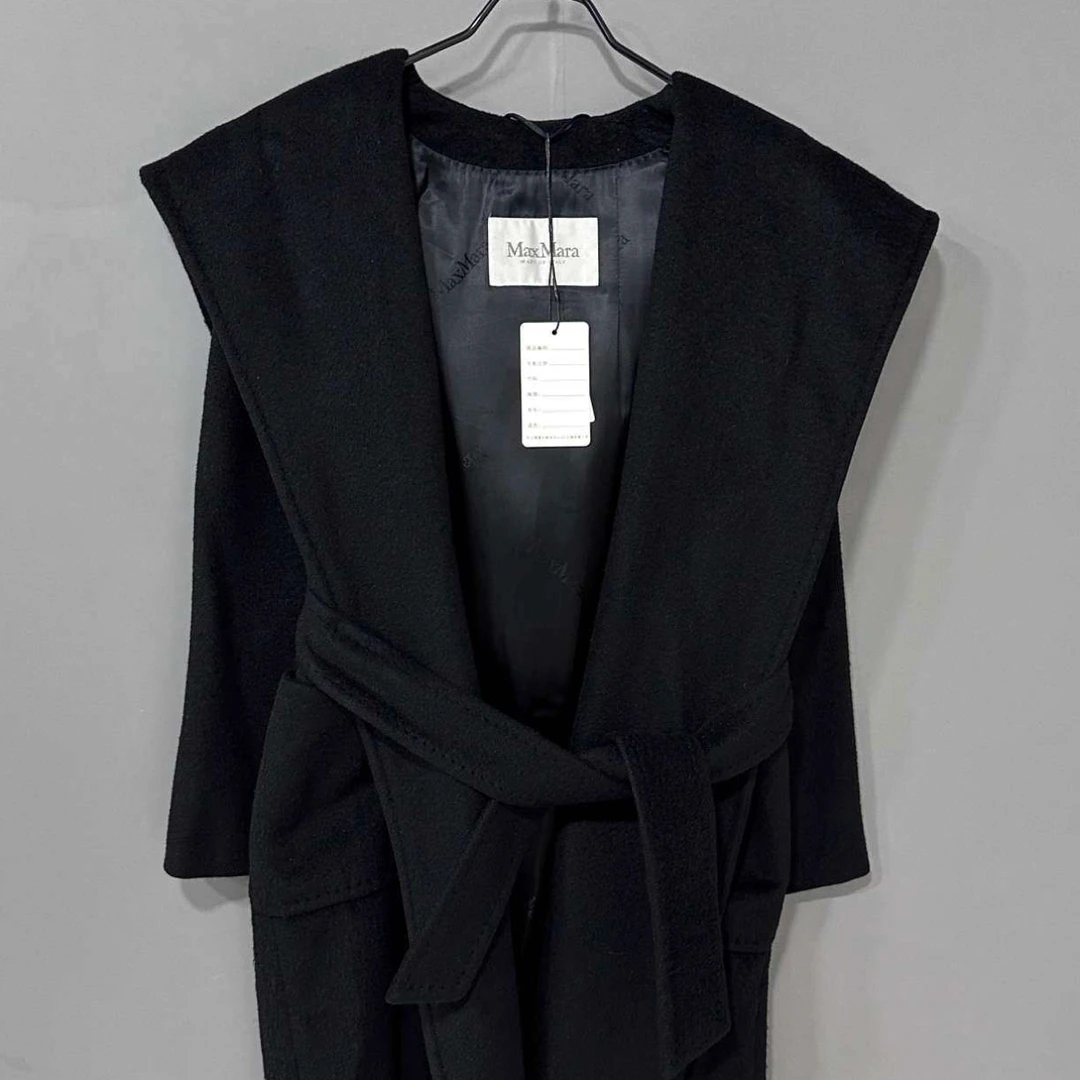99新 MaxMara 黑色rialto浴袍大衣 /38码/94037
