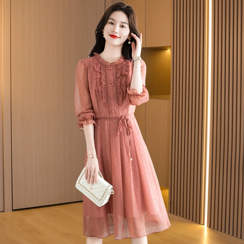 拉夏贝尔五一喜婆婆婚宴装连衣裙2025新款夏爆款高端妈妈结婚礼服