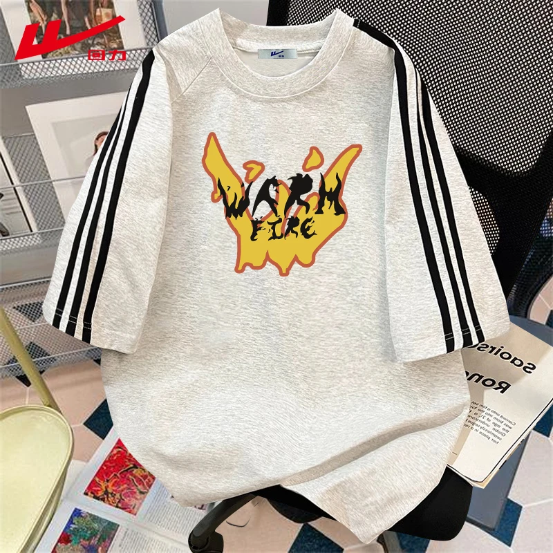 回力夏季夏装外穿潮牌纯棉短袖T恤男女上衣服宽松运动情侣装别致