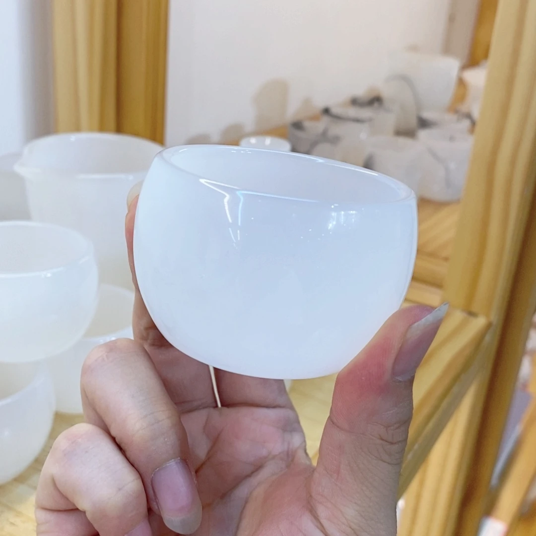 手工艺品琉璃白玉琉璃客杯 20个