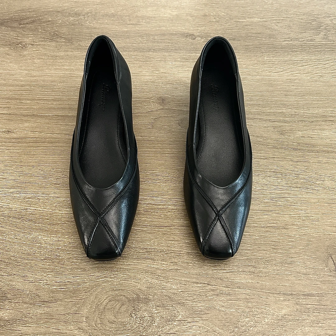 Dannyfrey早春英伦老钱风通勤工作鞋方头猫跟浅口单鞋女软底鞋