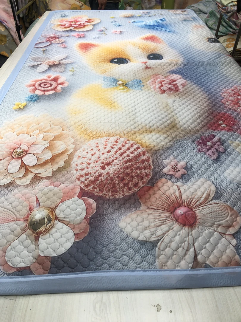 （小猫）5D印花冰豆豆凉席2米双人大床盖