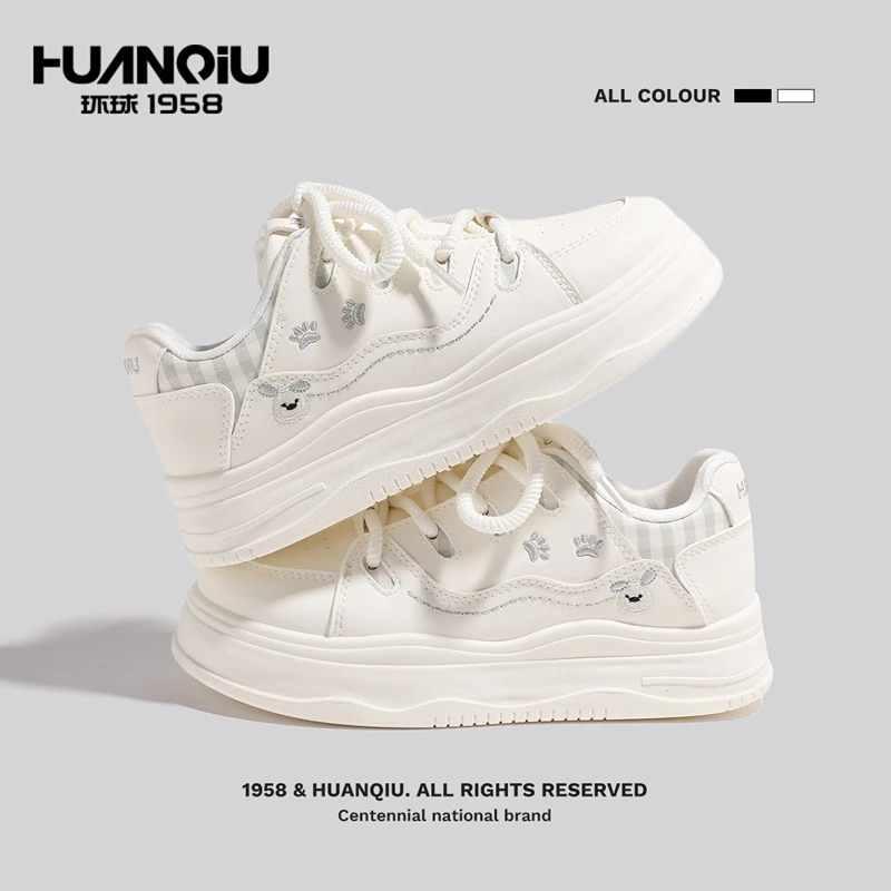 环球百搭学生小白鞋秋季厚底防滑休闲鞋校园韩版个性潮流软底板鞋