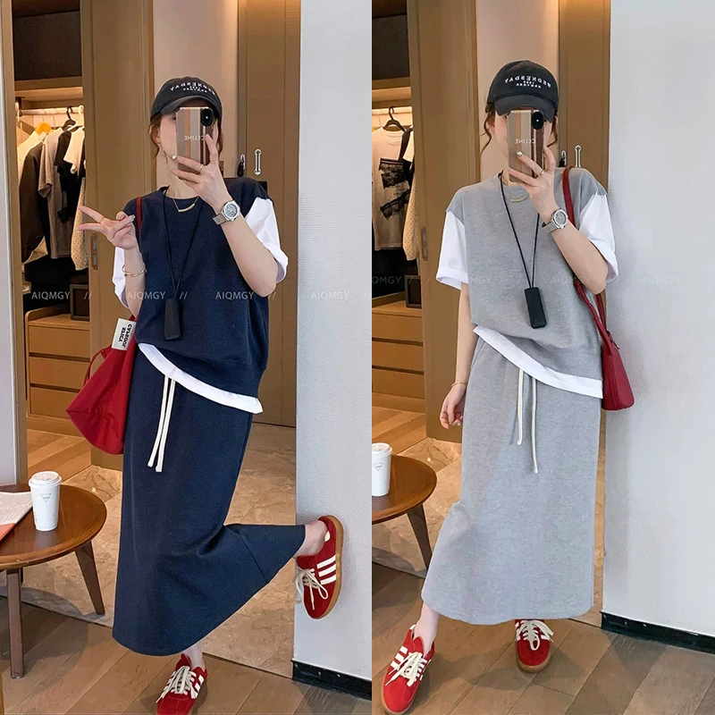 胖mm大码女装休闲风短袖显瘦时尚宽松夏季时尚套装上衣街头风法式