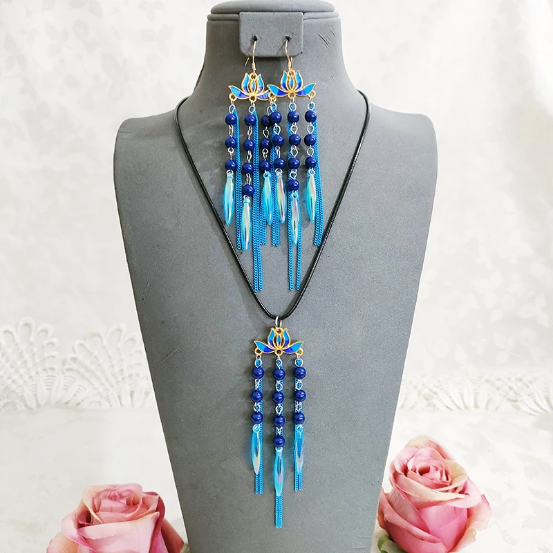 铜合金项链 民族风复古手工项链套装耳坠饰品3278