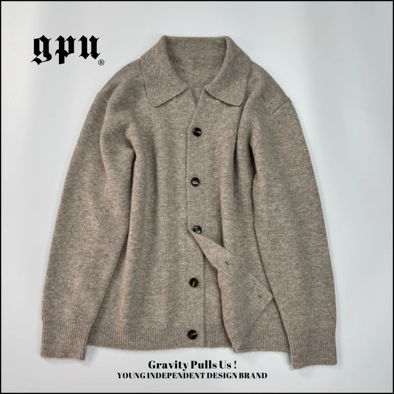 GPU言只秋季新款美式老钱慵懒风情侣针织开衫