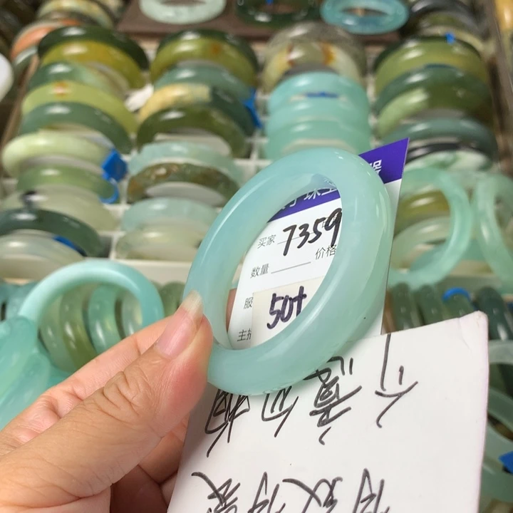未镶嵌蛇纹石玉手镯7359