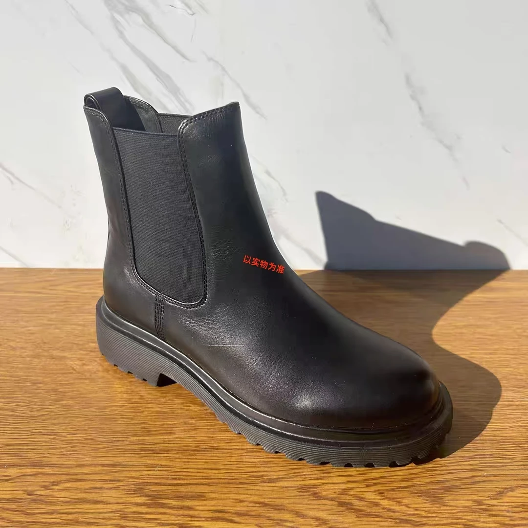 2256#春秋新款时尚百搭切尔西短筒一脚蹬短靴