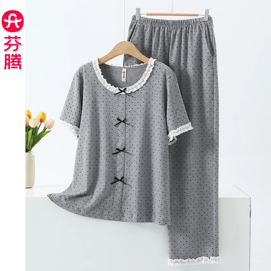 芬腾睡衣睡衣女款爆款2025新款夏季薄款纯棉短袖短裤可外穿家居服
