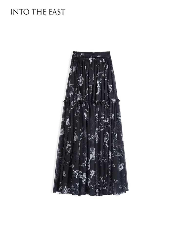 INTO THE East 己印黑色藤蔓碎枝量感半裙