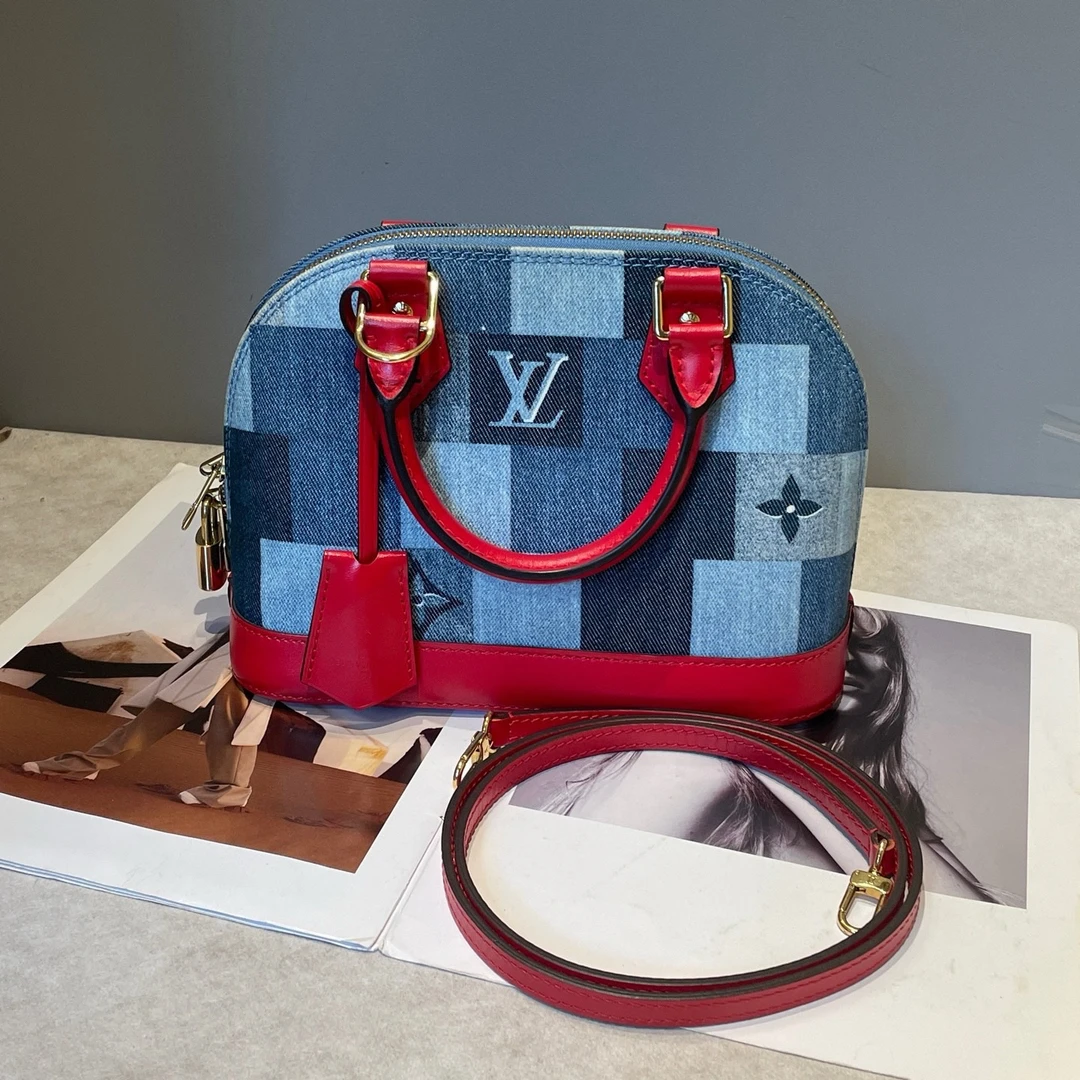 95新 LouisVuitton/路易威登 alma bb丹宁贝壳包 底长24*高15