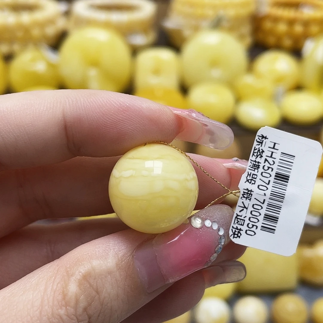 裸石琥珀未镶嵌17.7mm浓蜡虎皮妖花圆珠