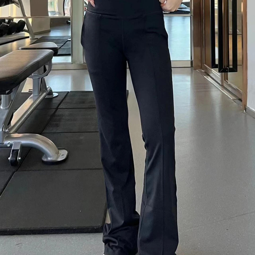 有口袋瑜伽裤微喇提臀收腰修身显瘦2024春秋季新款喇叭裤