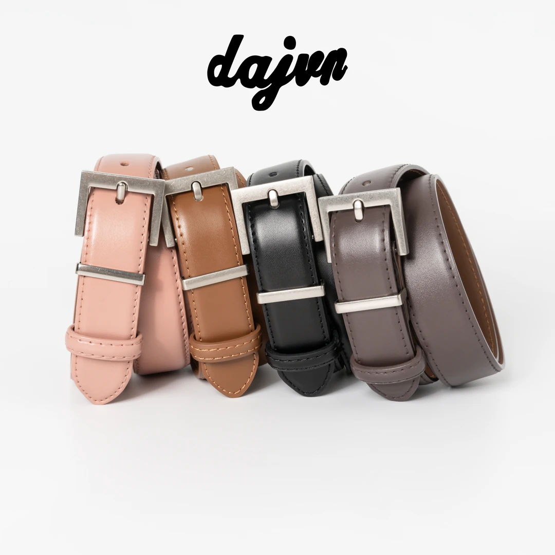 DAJUN大俊  方形真皮腰带简约复古银色扣