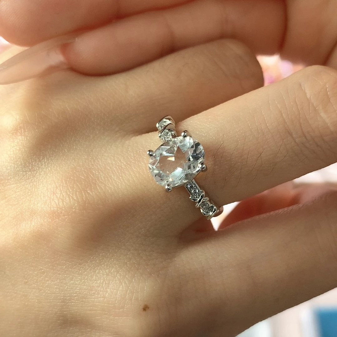 烟晶戒指未镶嵌管*嘴白水晶戒指