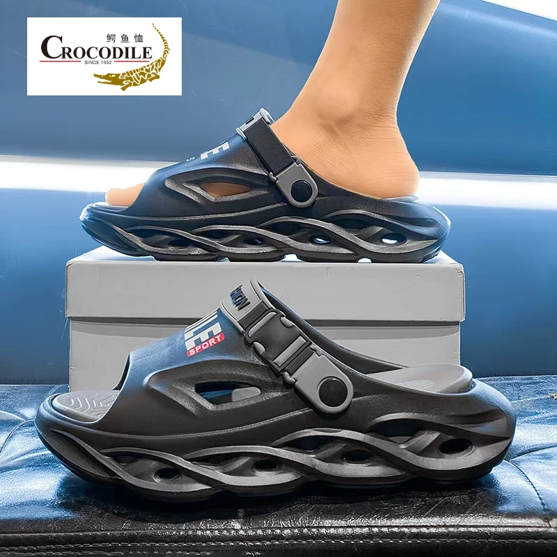 鳄鱼恤凉鞋男夏季外穿防滑运动沙滩鞋开车两用踩屎感男士大码凉拖
